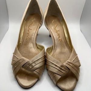 Nina Taupe Peep Toe D’Orsay Pump